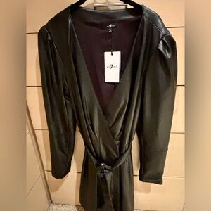 7 For All Mankind Black Faux Leather coat